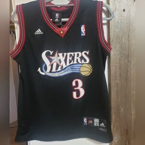 Adidas NBA Authentic Iverson #3 Black Basketball Jersey Youth Large Sixers